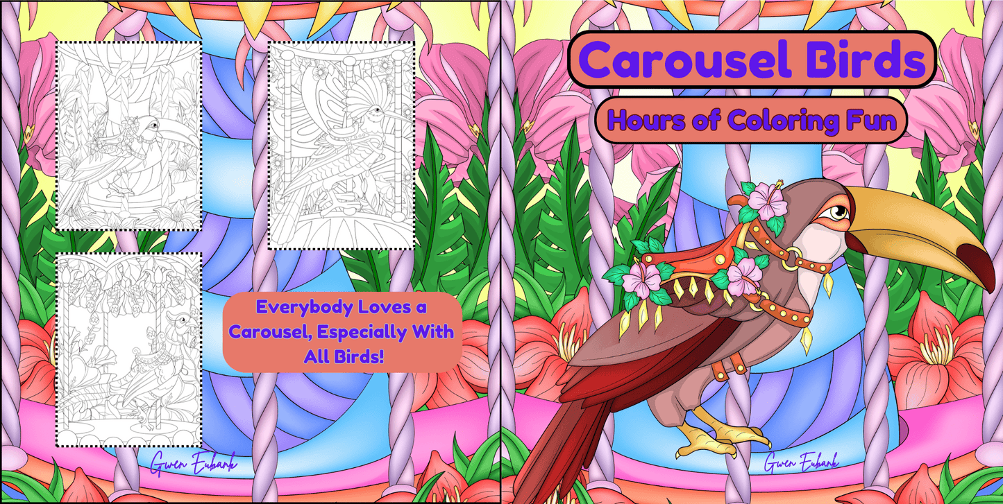 Carousel Birds, Hours of Coloring Fun