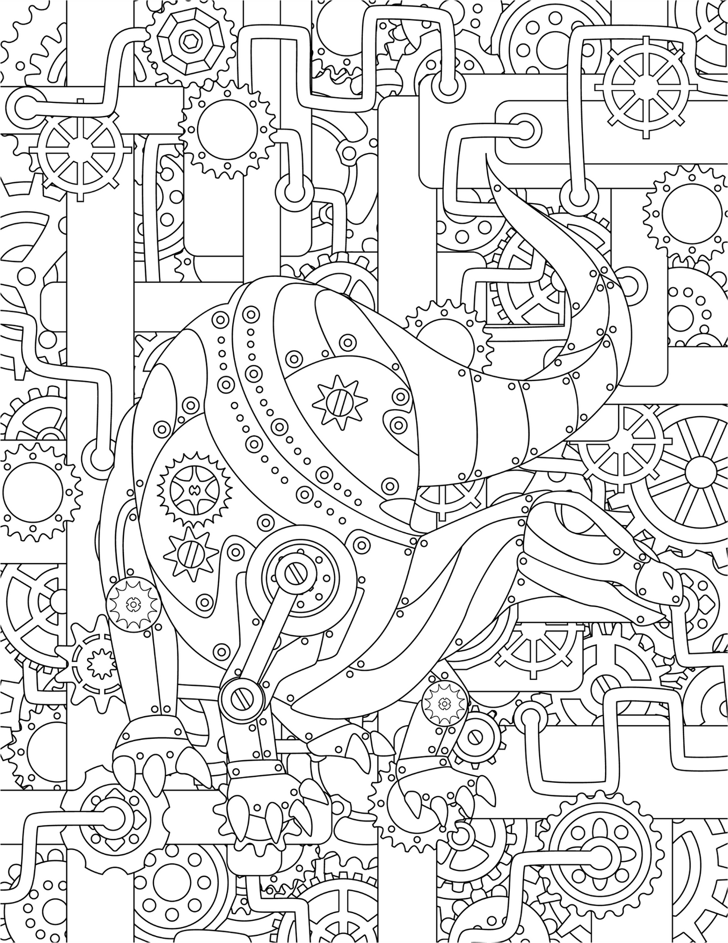 Steampunk Dinosaurs, A Coloring Book for Hours of Coloring Fun.