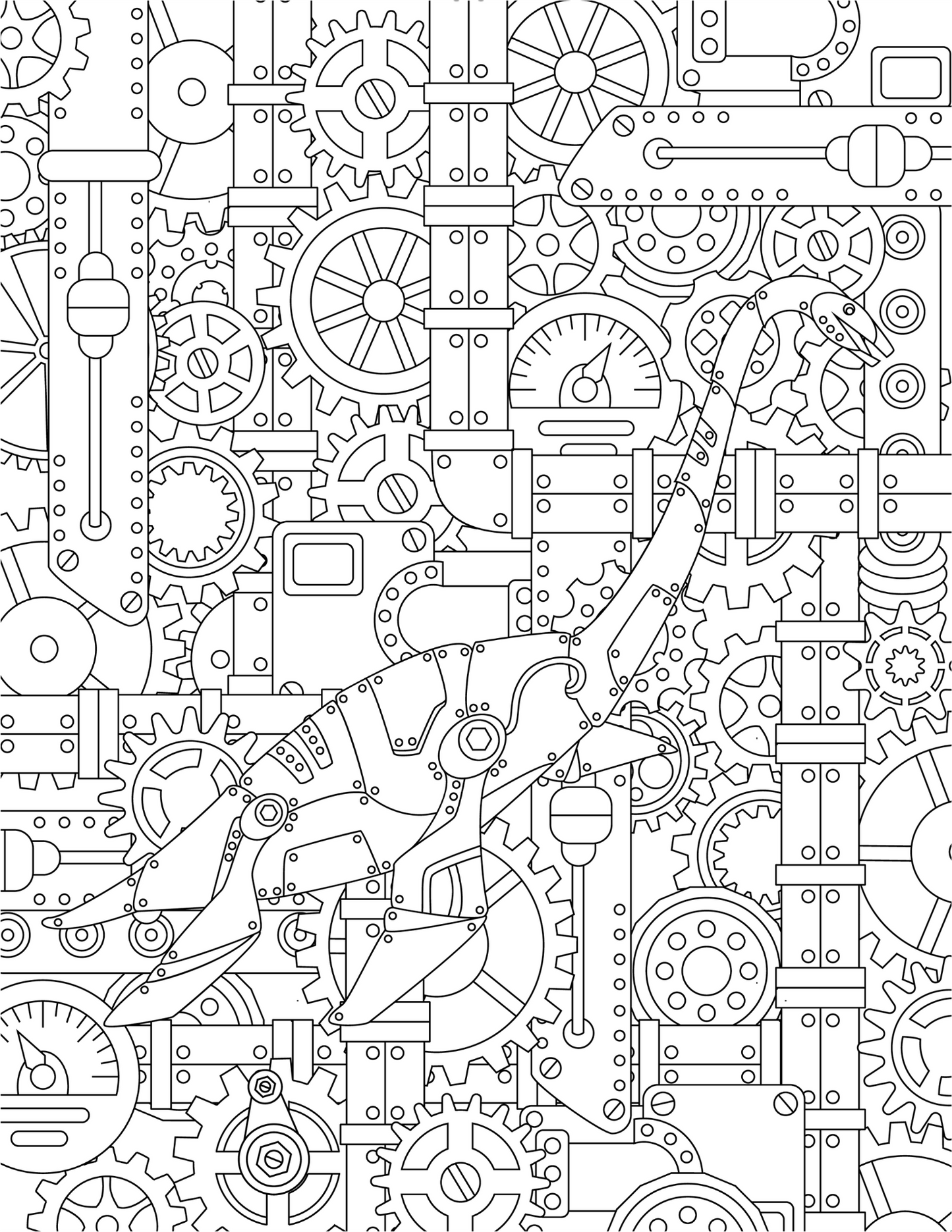 Steampunk Dinosaurs, A Coloring Book for Hours of Coloring Fun.