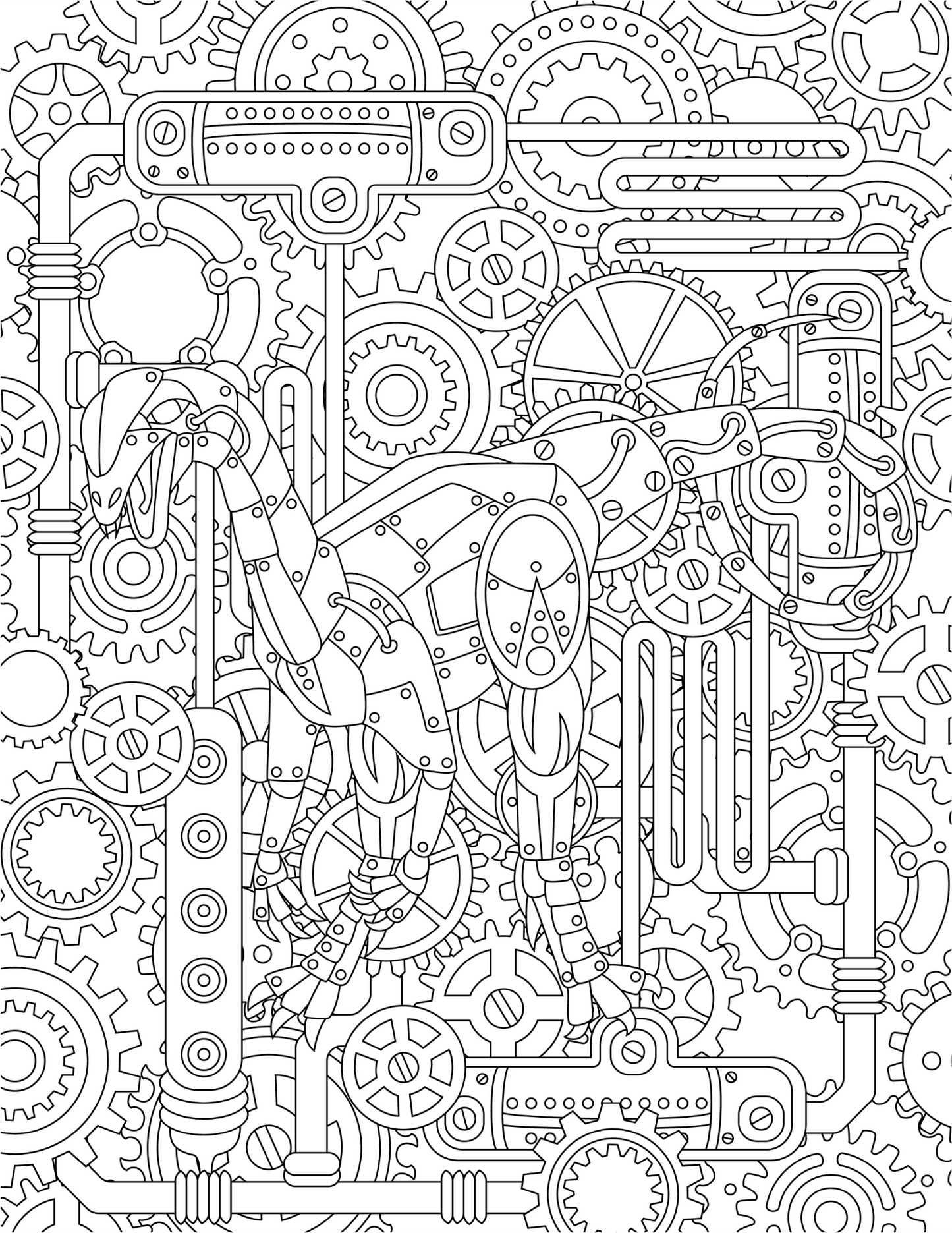 Steampunk Dinosaurs, A Coloring Book for Hours of Coloring Fun.